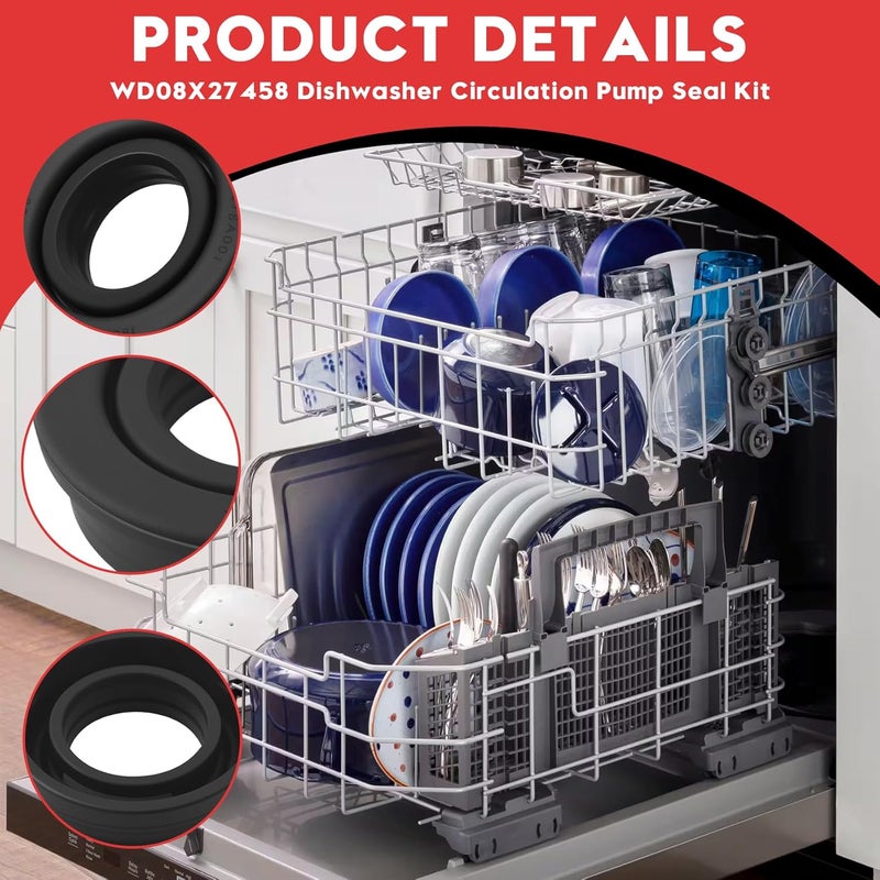 Valorup WD08X27458 Dishwasher Pump & Sump Seal Kit for GE, Direct Replacement for AP7018540, WD08X25471, PS16554611, Compatible with DDT700, GDT565, GDF510 & More - Image 3